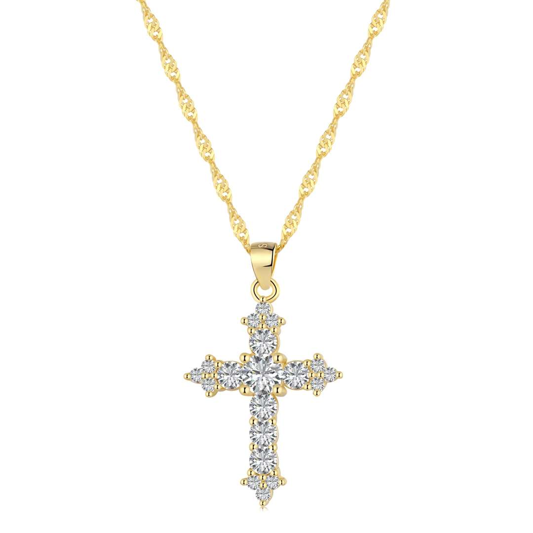 [Noble Jewelry]Delicate Cross Shape Necklace