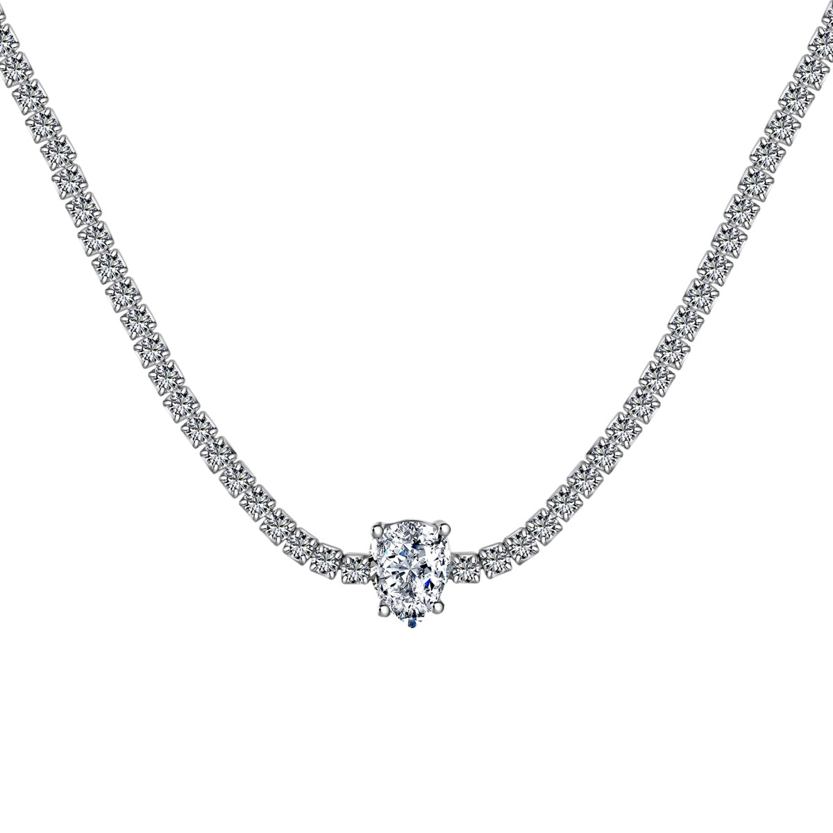 [Noble Jewelry]1.0 carat Unique Pear Cut Tennis Necklace