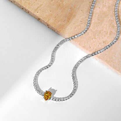 [Noble Jewelry]1.0 carat Unique Pear Cut Tennis Necklace