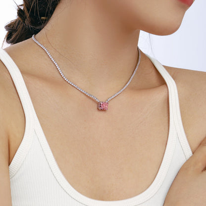 [Noble Jewelry]4.0 Carat Elegant Radiant Cut Necklace