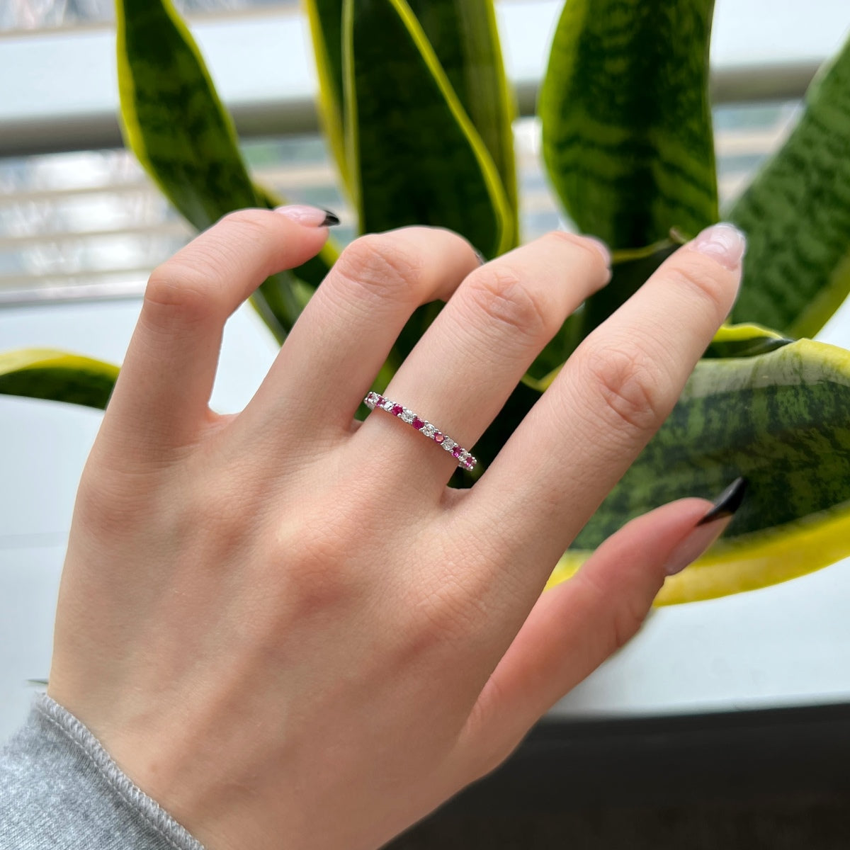 [Noble Jewelry]Exquisite Colorful Round Cut Tennis Ring