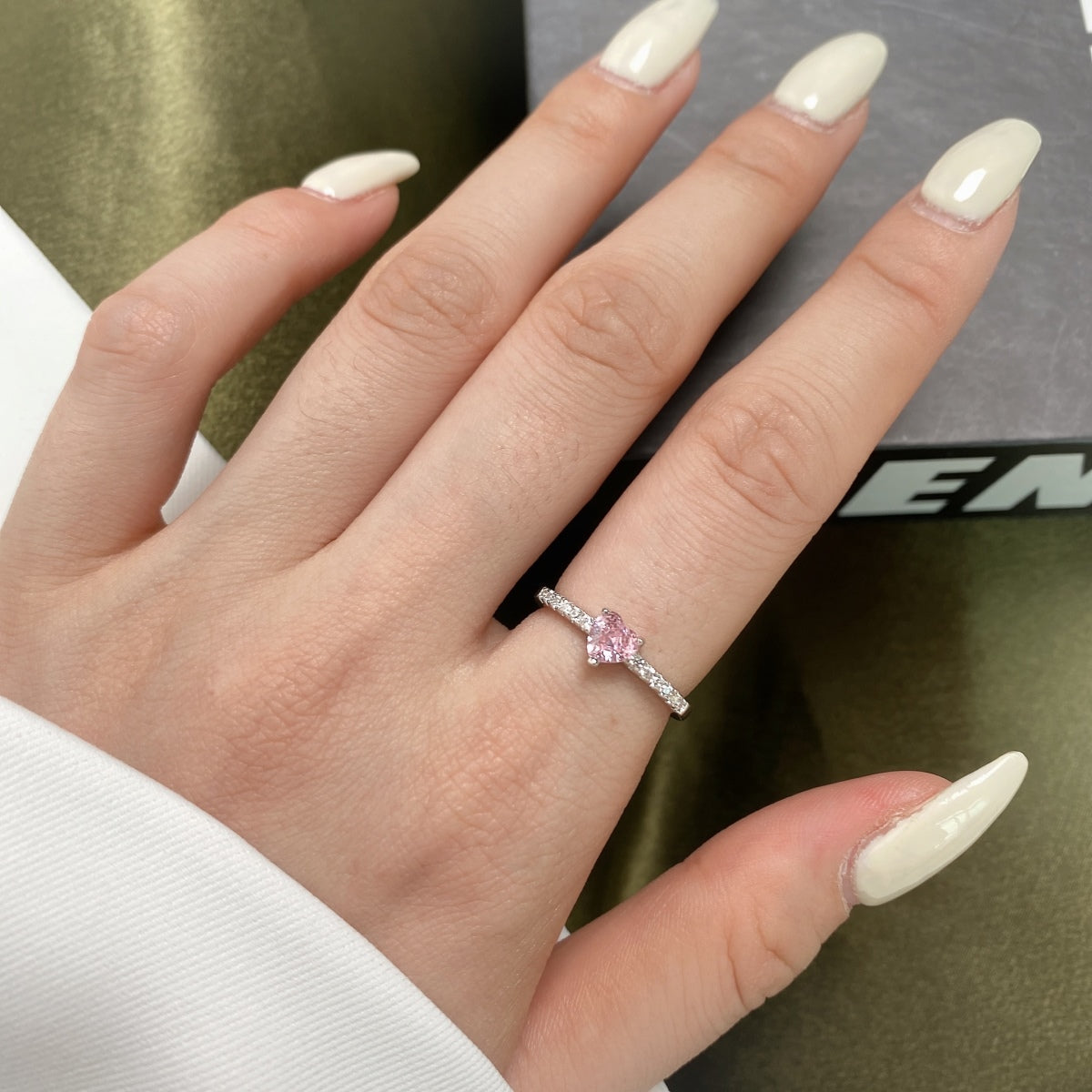 [Noble Jewelry]0.5 Carat CaratEternity Charming Heart Shape Lover Ring