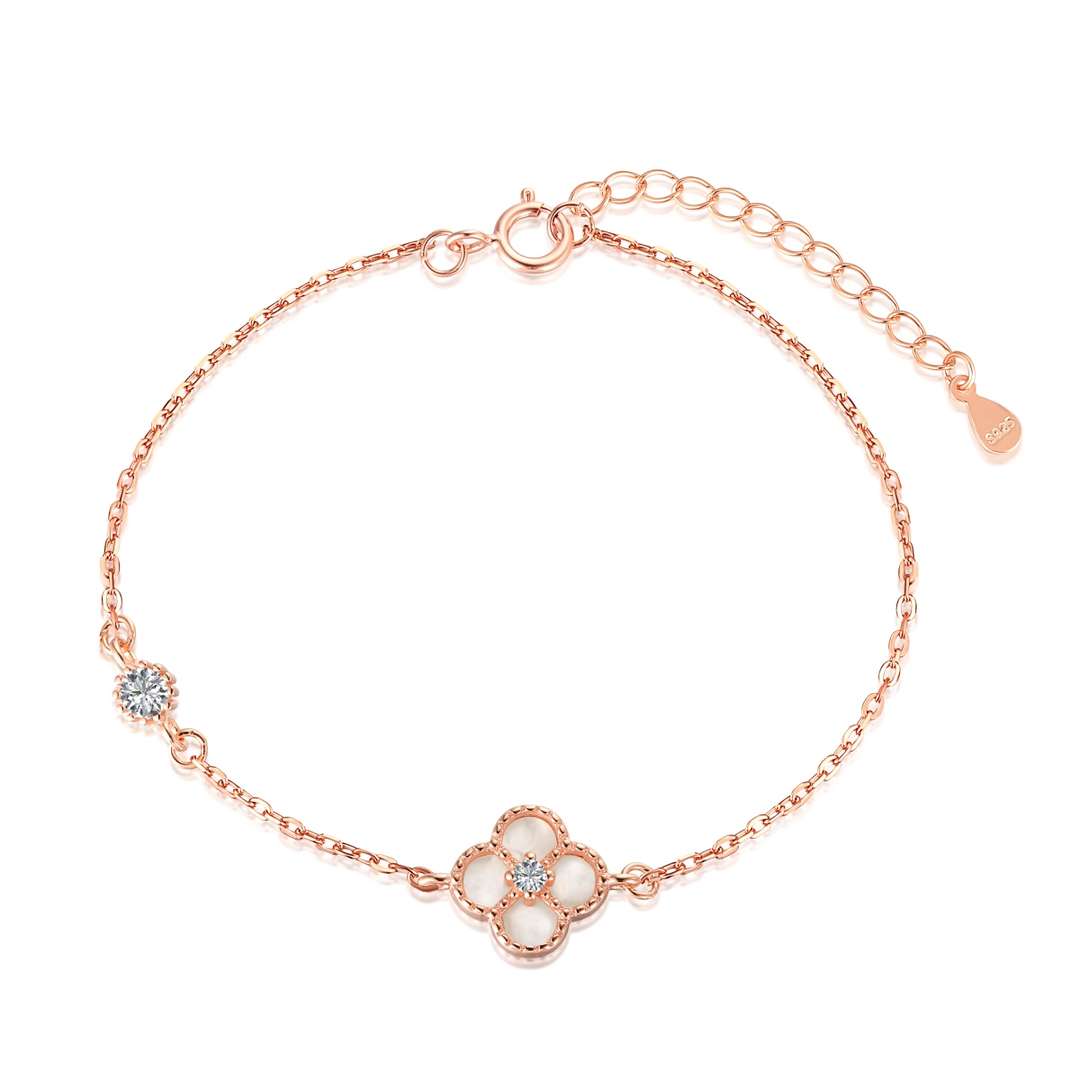 [Noble Jewelry]Delicate Four Leaf Clover Bracelet