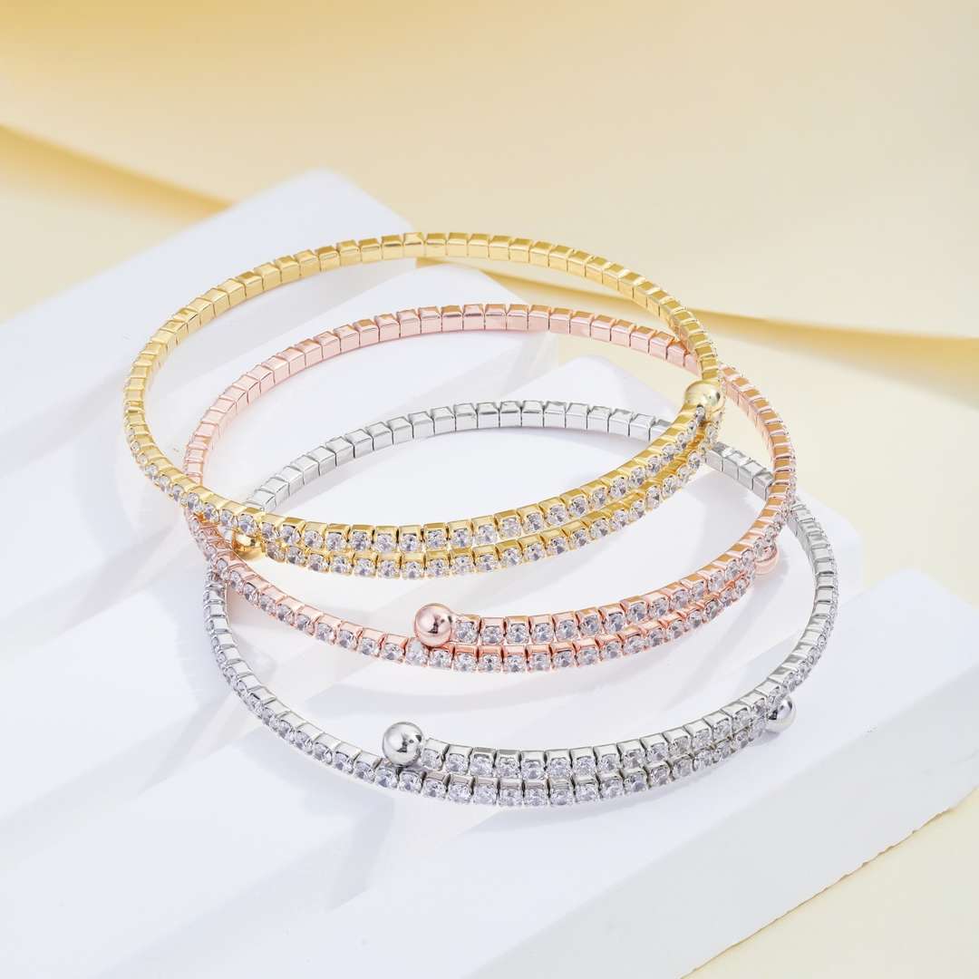 [Noble Jewelry]Row of Diamonds Round Fashion Bracelet