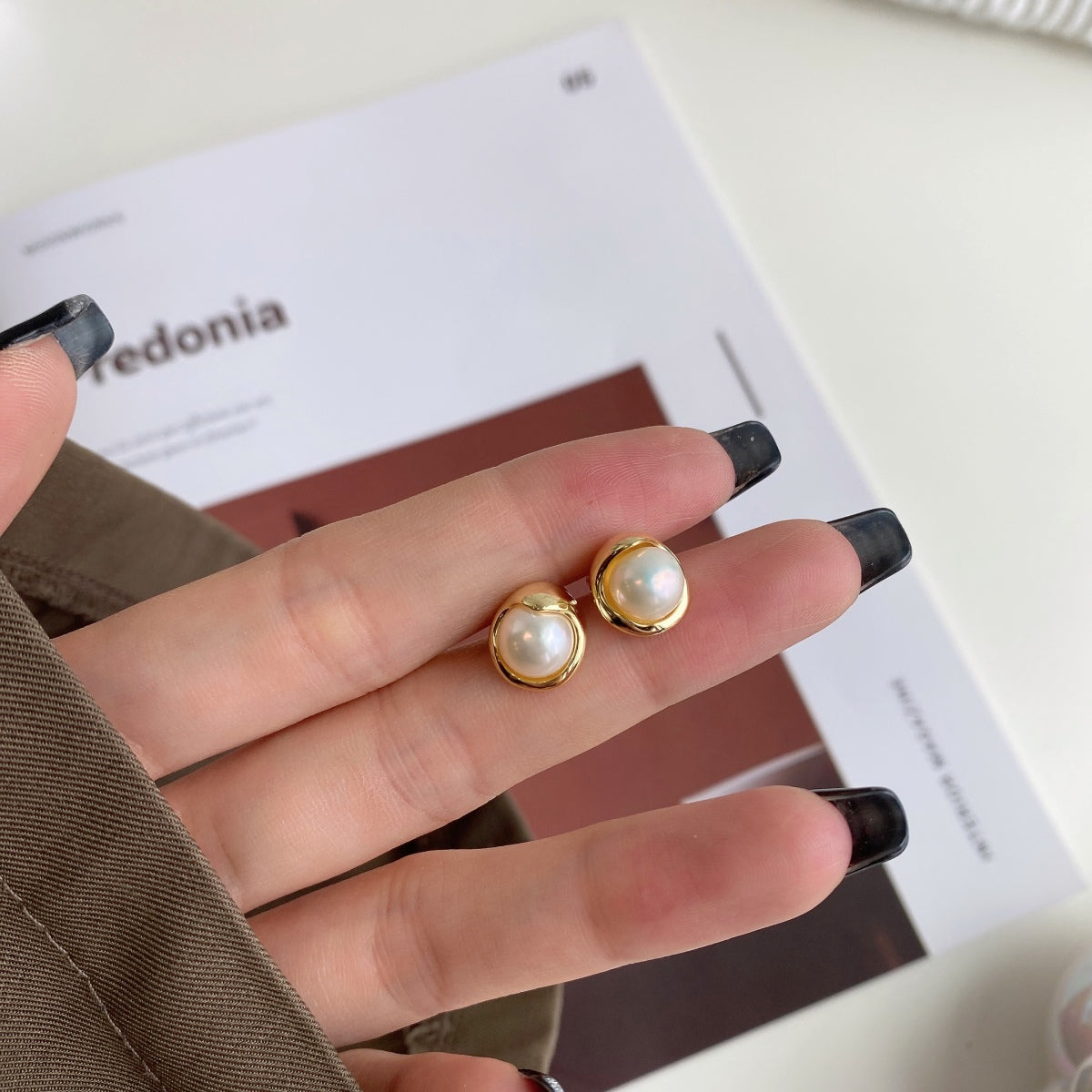 [Noble Jewelry]Dainty Bread Pearl Earrings