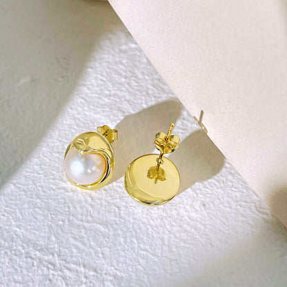 [Noble Jewelry]Dainty Bread Pearl Earrings