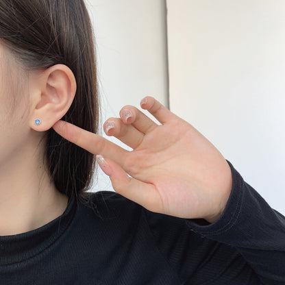 [Noble Jewelry]Sparkling Colorful Round Shape Earrings