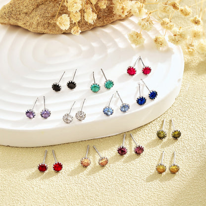 [Noble Jewelry]Sparkling Colorful Round Shape Earrings