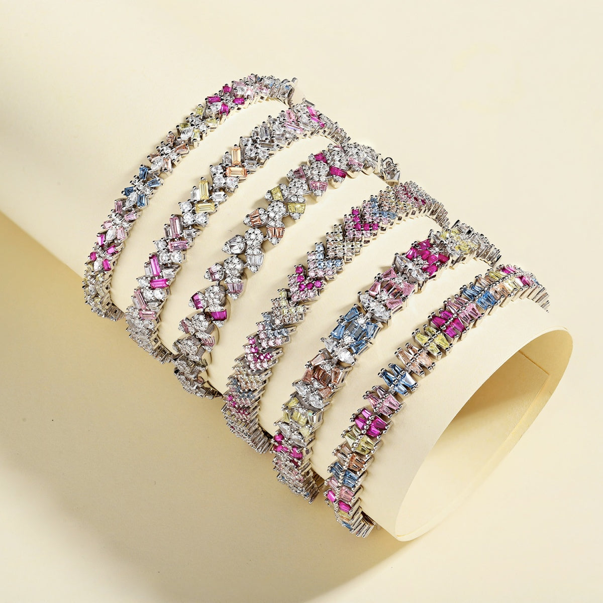 [Noble Jewelry]Radiant Colorful Emerald Cut Party Bracelet