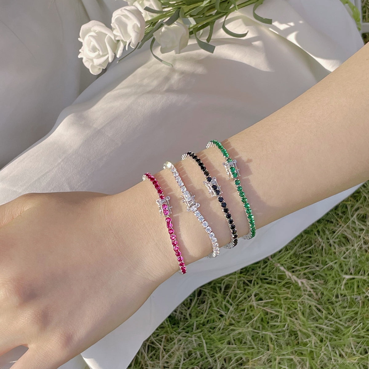 [Noble Jewelry]Radiant Colorful Round Cut Party Bracelet