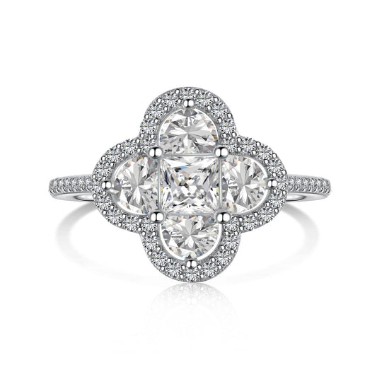 [Noble Jewelry]Luxurious Eternity Flower Shape Banquet Ring