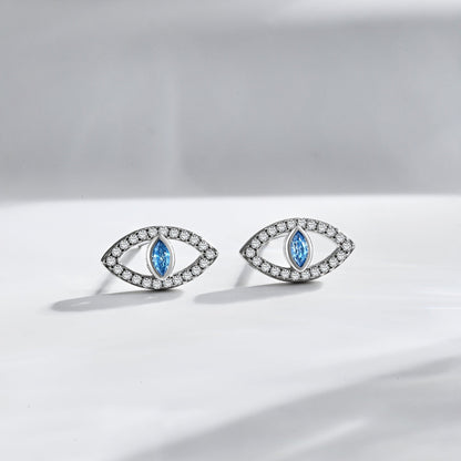 [Noble Jewelry]Blue Devil Eyes Hollow Stud Earrings