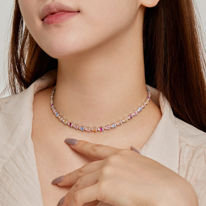 [Noble Jewelry]Radiant Colorful Rainbow Necklace