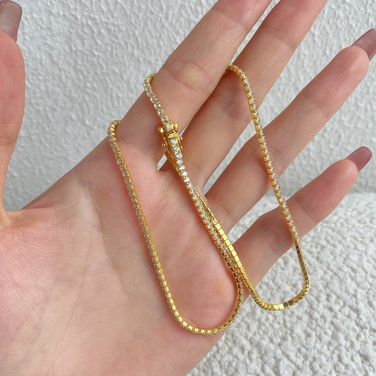 [Noble Jewelry]Delicate Round Shape Tennis Necklace