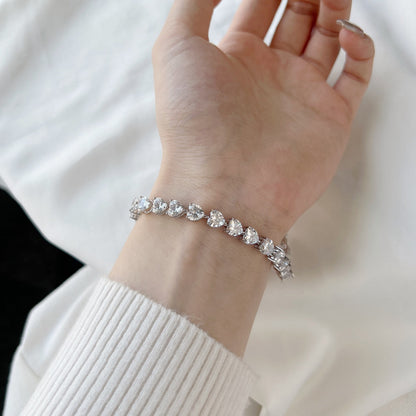 [Noble Jewelry]0.75 Carat Elegant Romantic Heart Shape Lover Bracelet