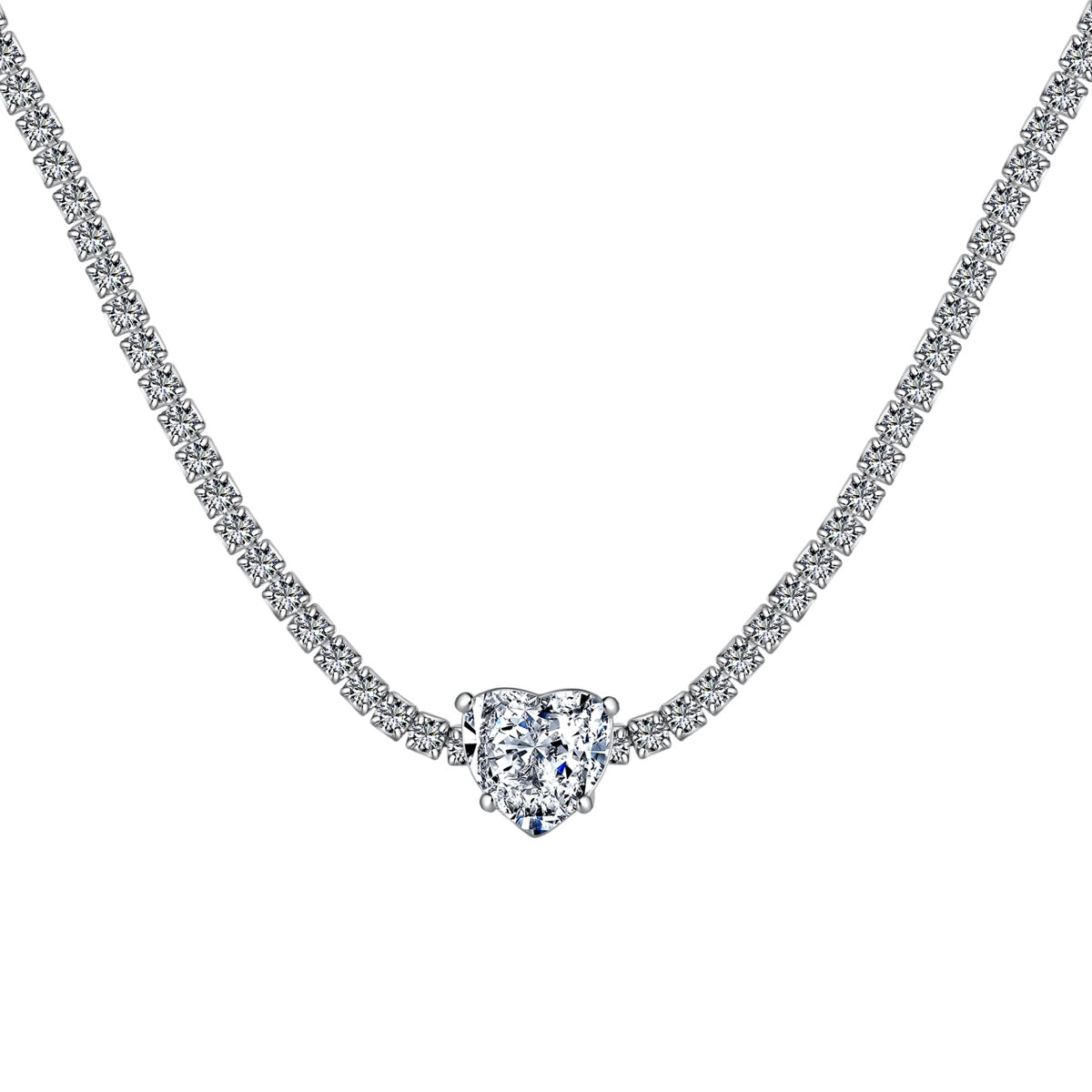 [Noble Jewelry]2.0 Carat Sparkling Tennis Heart Cut Necklace