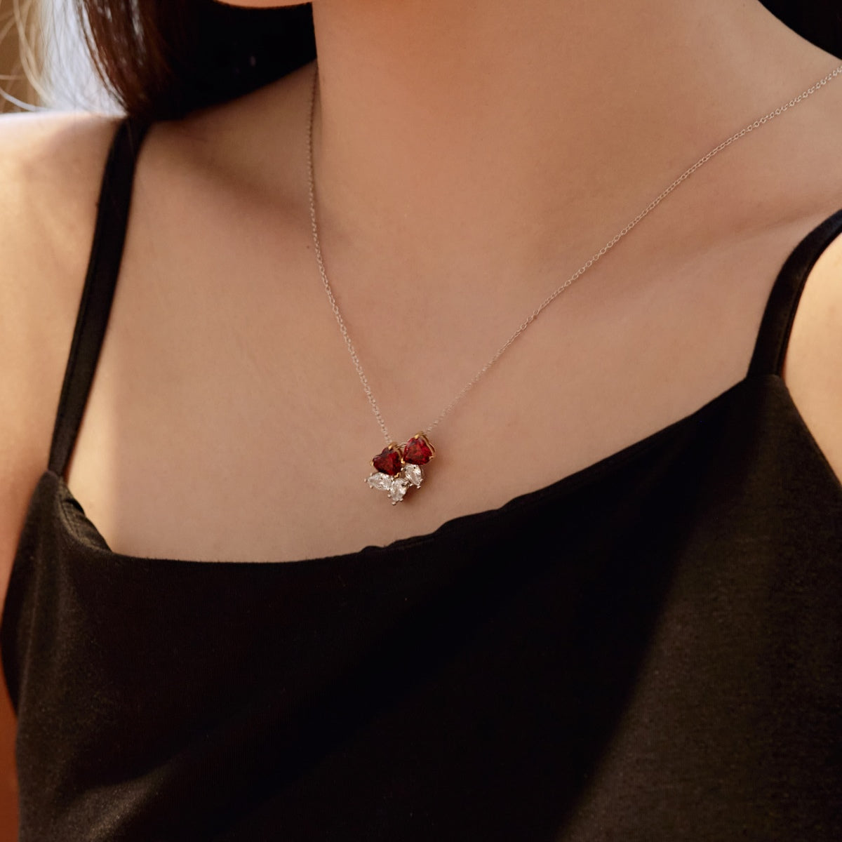 [Noble Jewelry]Dainty Red Heart Necklace