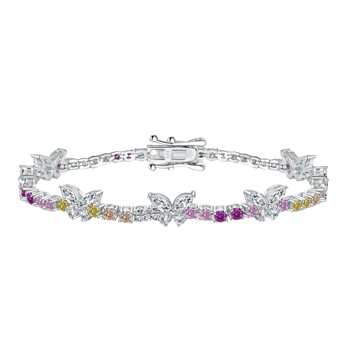 [Noble Jewelry]Ornate Colorful Butterfly Shape Round Cut Daily Bracelet