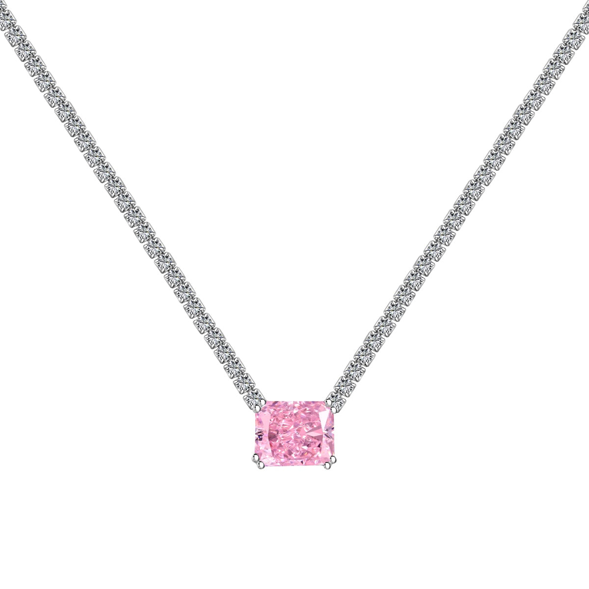 [Noble Jewelry]4.0 Carat Elegant Radiant Cut Necklace