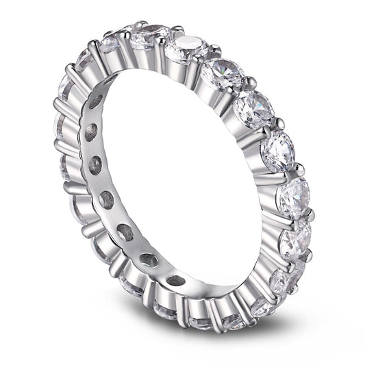 [Noble Jewelry]Sparkling Round Cut Tennis Ring